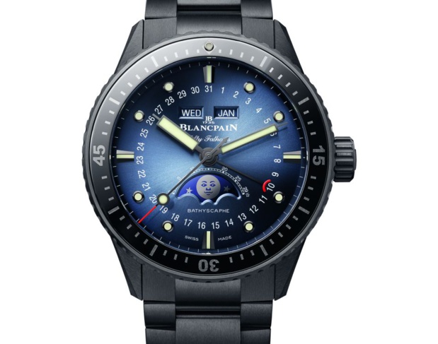 Blancpain Bathyscaphe Quantième complet et phases de Lune : nouvelle version en céramique noire