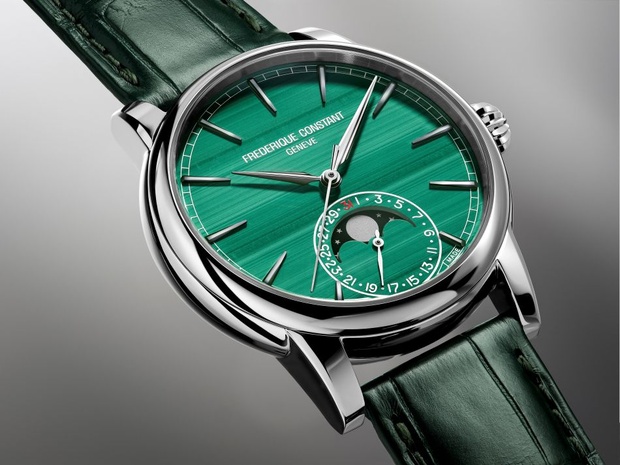 Frederique Constant Classic Moonphase Date Manufacture : 36 exemplaires en or blanc et cadran malachite