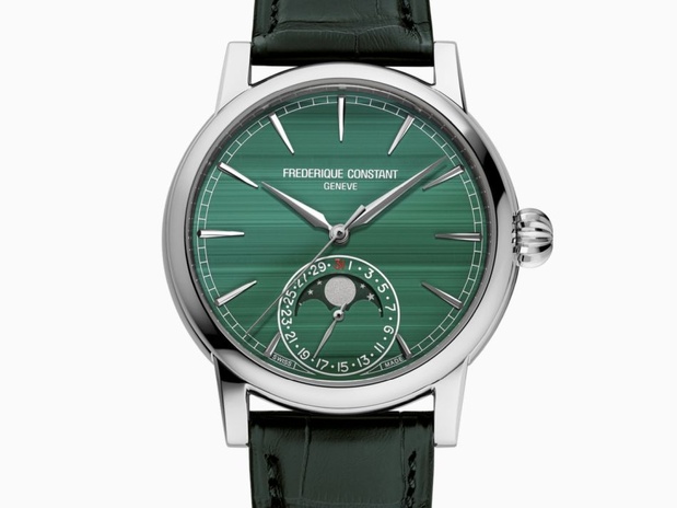 Frederique Constant Classic Moonphase Date Manufacture : 36 exemplaires en or blanc et cadran malachite