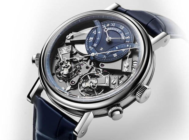 Breguet Tradition Chronographe Indépendant 7077 : visage symétrique et coeur "bleu Breguet"