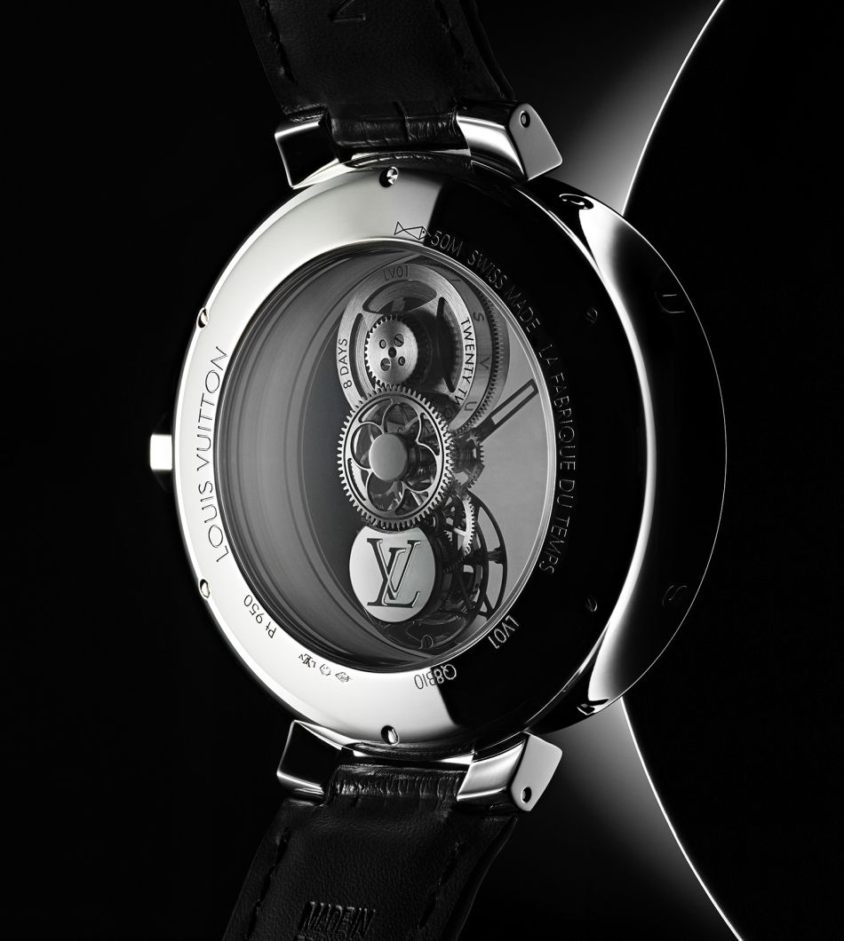 La Cote des Montres: The Louis Vuitton Tambour Moon Tourbillon Volant  Poinçon de Genève Pavée watch - A world first in tribute to diamonds and  Place Vendôme