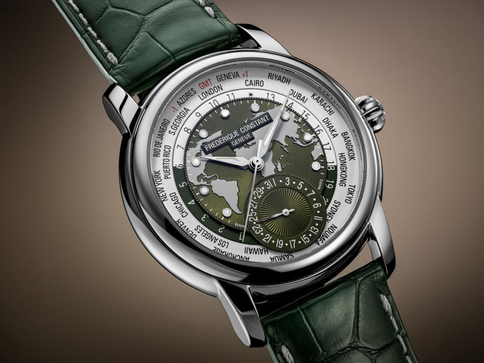 Frederique Constant Classic Worldtimer Manufacture : le retour du vert