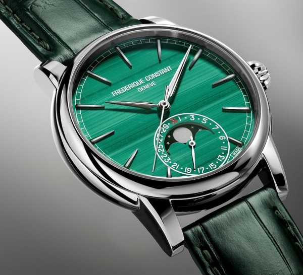 Frederique Constant Classic Moonphase Date Manufacture : 36 exemplaires en or blanc et cadran malachite